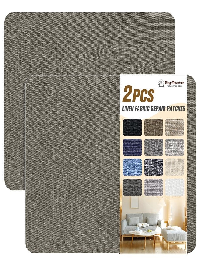 KING MOUNTAIN Fine Linen Repair Patches, Self-Adhesive Linen Fabric Patches, 8X11 inch 2 PCS, Multi Color, Can be Used for Linen Sofa Repair (8" x 11"-2PCS,Cream-Gray) - Image 1